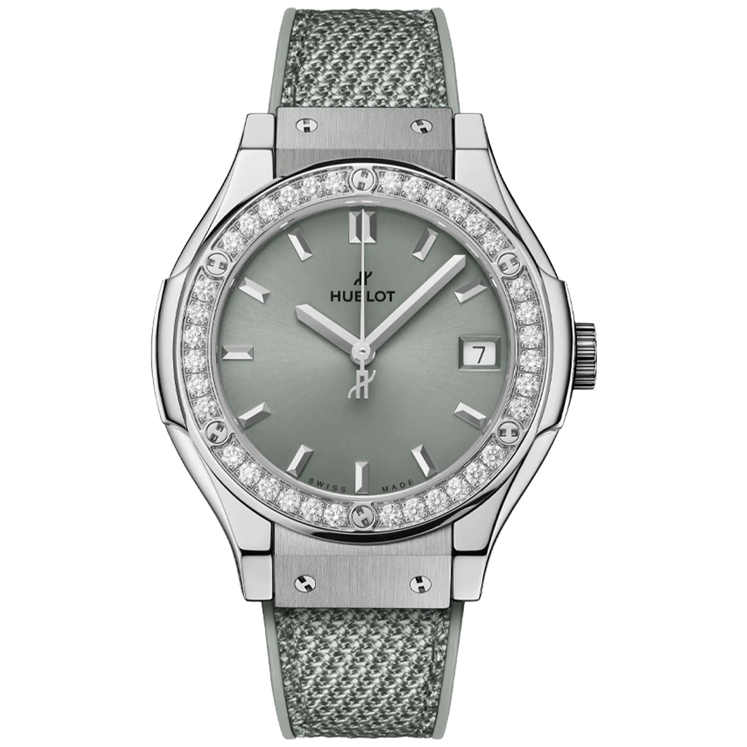 Classic Fusion Titanium Sage Green Diamonds