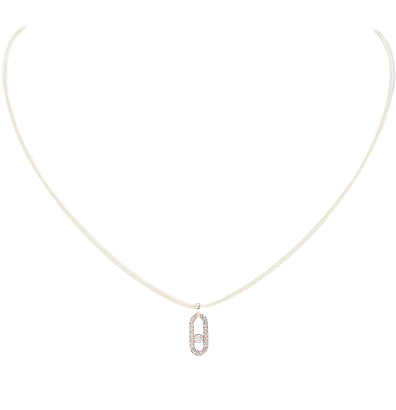 Collana Messika CARE(S) Cordino Crema Pavé