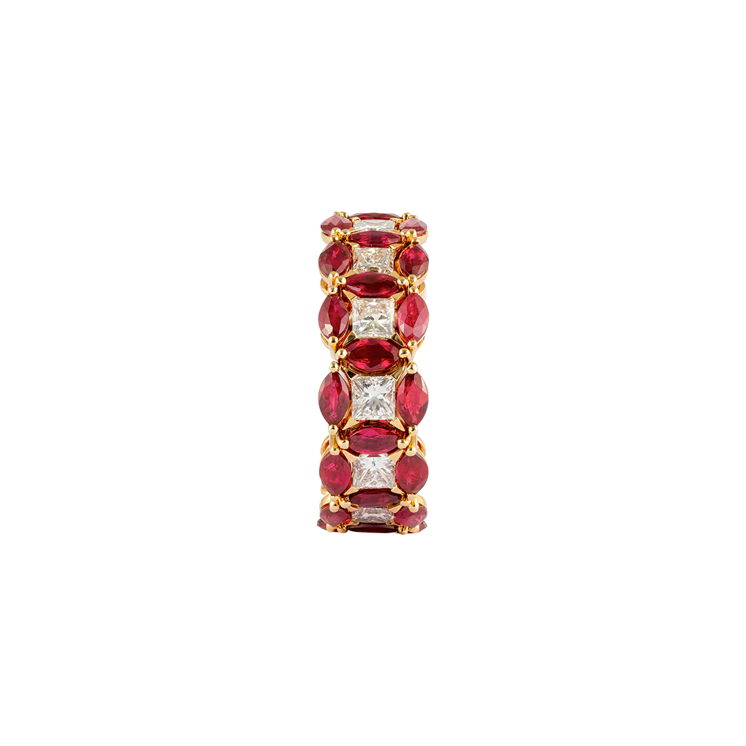 Anello Diade in oro rosa con diamanti e rubini - Image 4