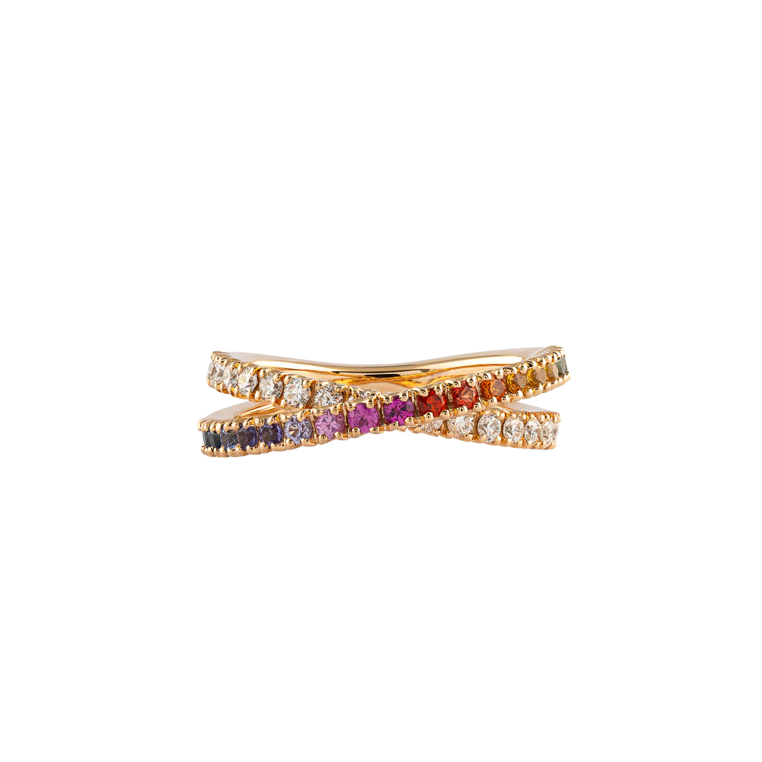 Anello Iris in oro rosa e zaffiri - Image 3