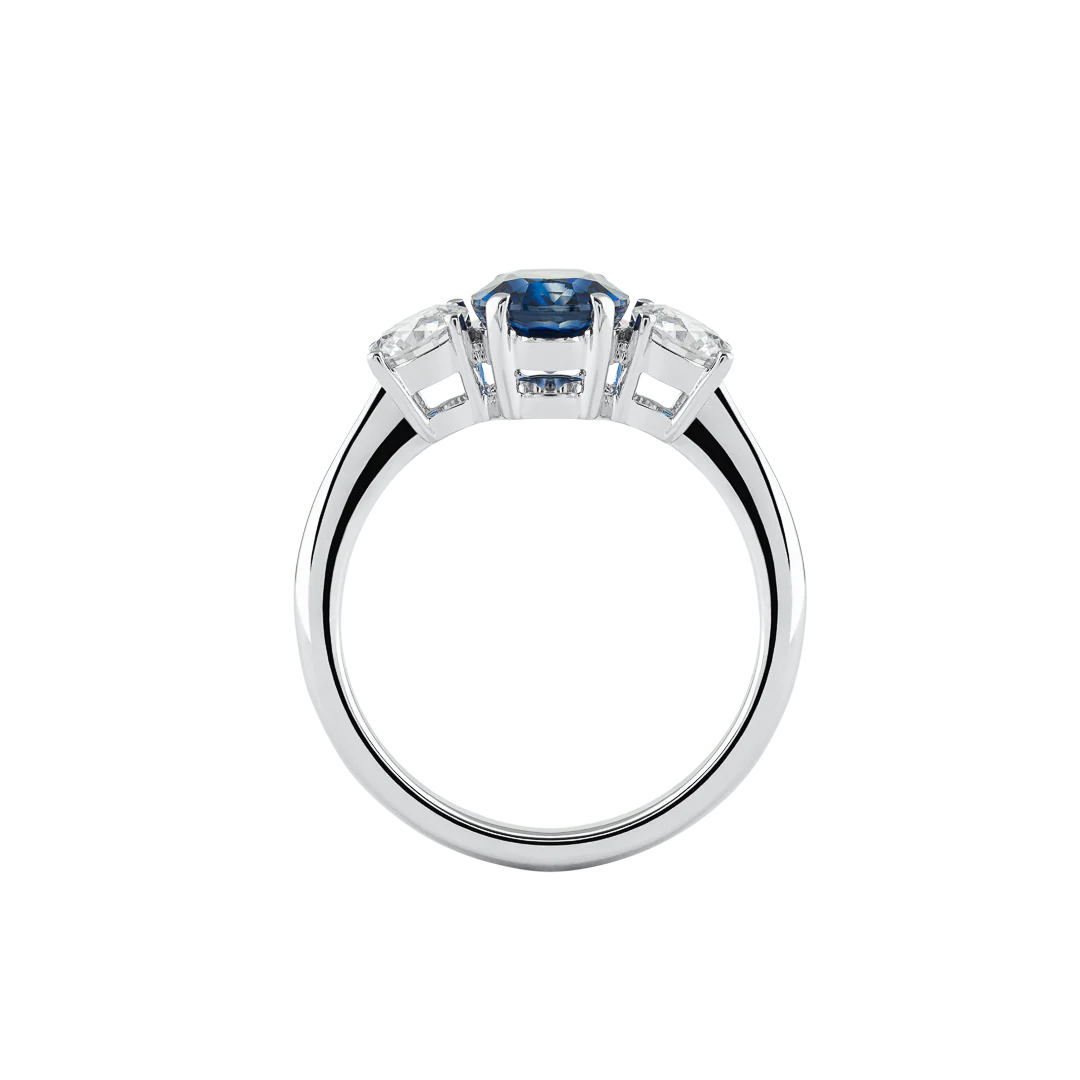 Anello Unique in oro bianco con zaffiro blu e diamanti - Image 3
