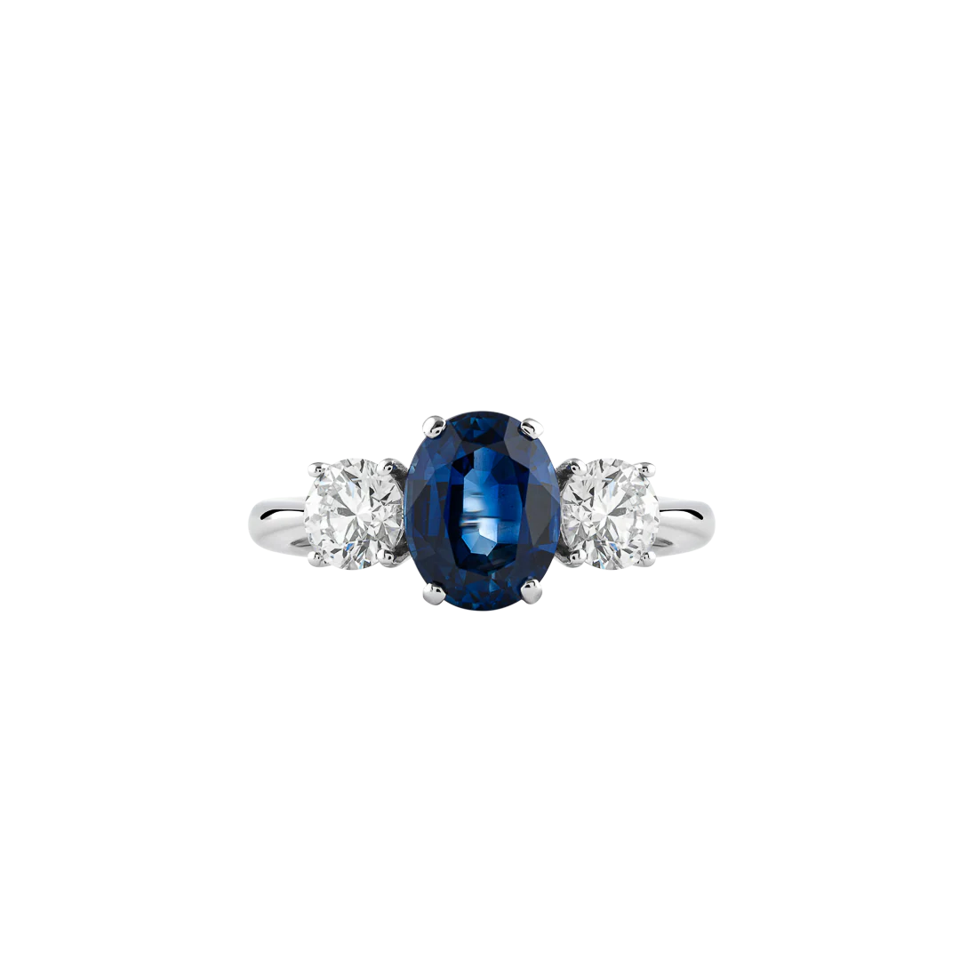 Anello Unique in oro bianco con zaffiro blu e diamanti - Image 4