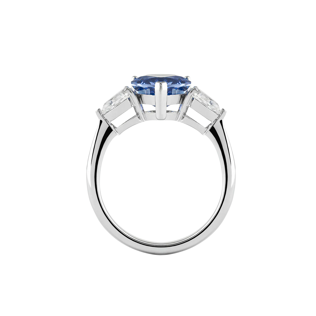 Anello Unique in oro bianco con zaffiro blu e diamanti - Image 3