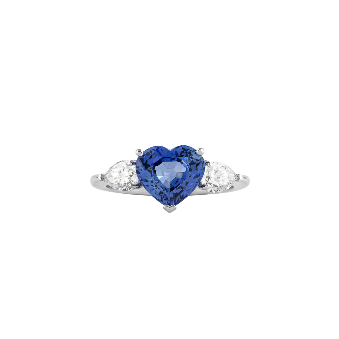 Anello Unique in oro bianco con zaffiro blu e diamanti - Image 4