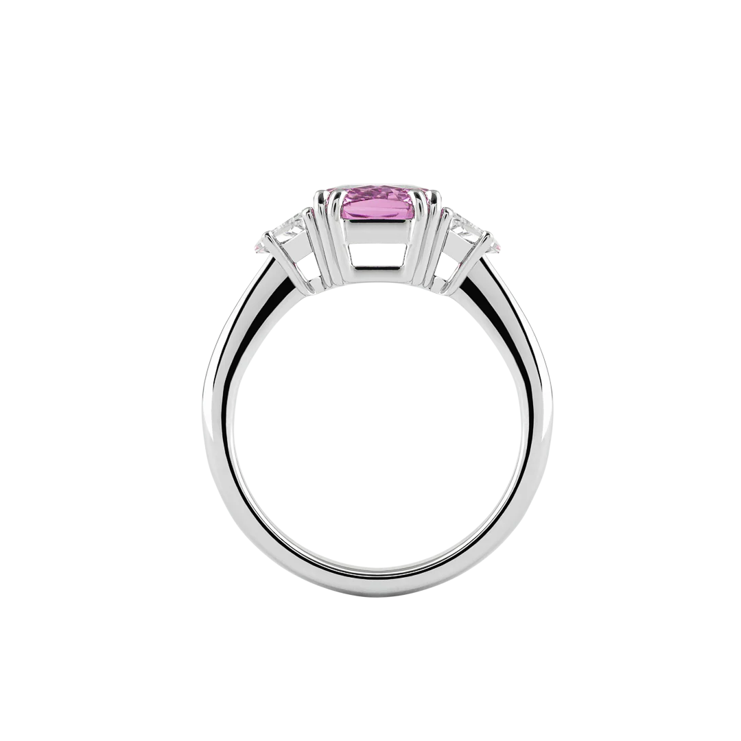 Anello Unique in oro bianco con zaffiro rosa e diamanti - Image 3