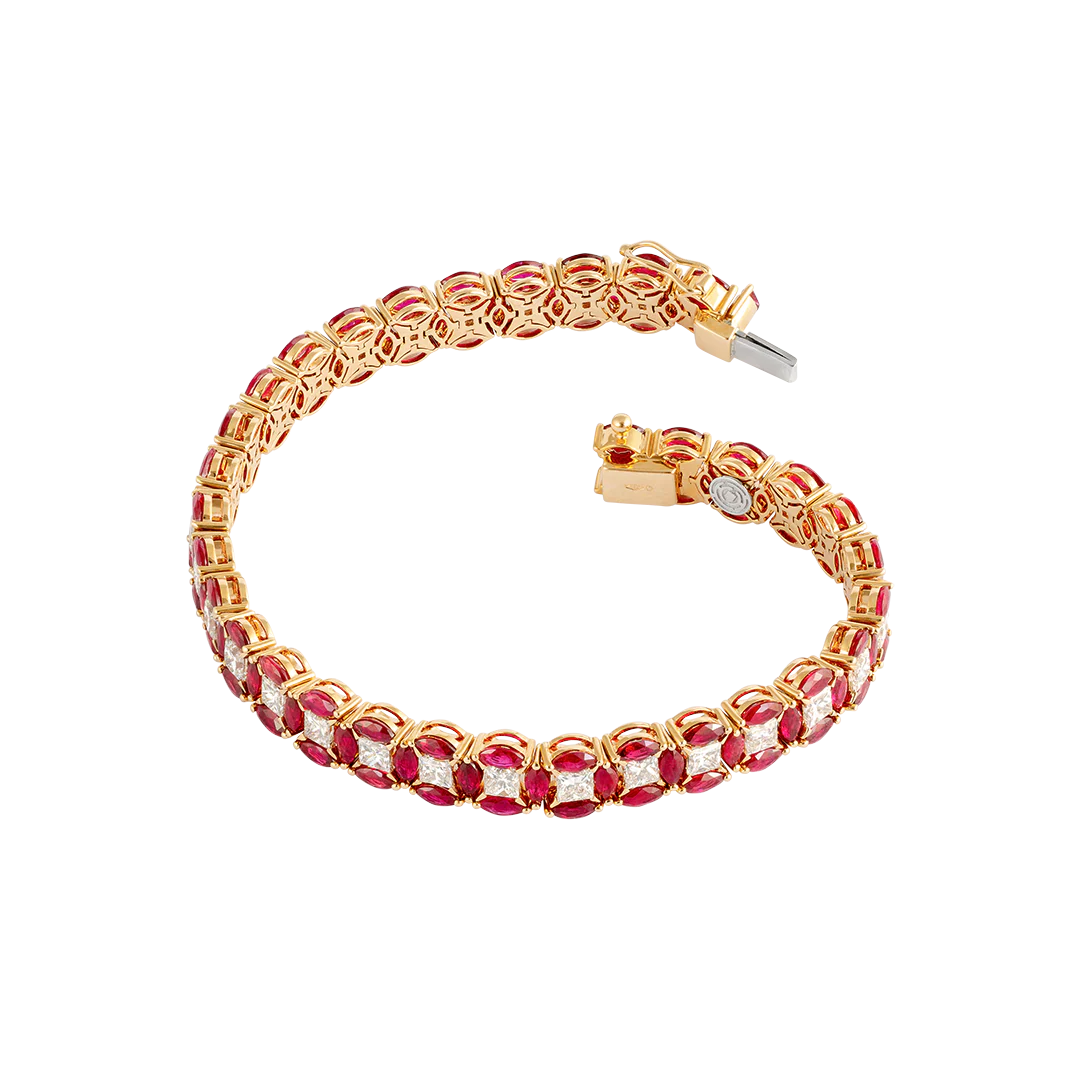 Bracciale Diade in oro rosa con diamanti e rubini - Image 3