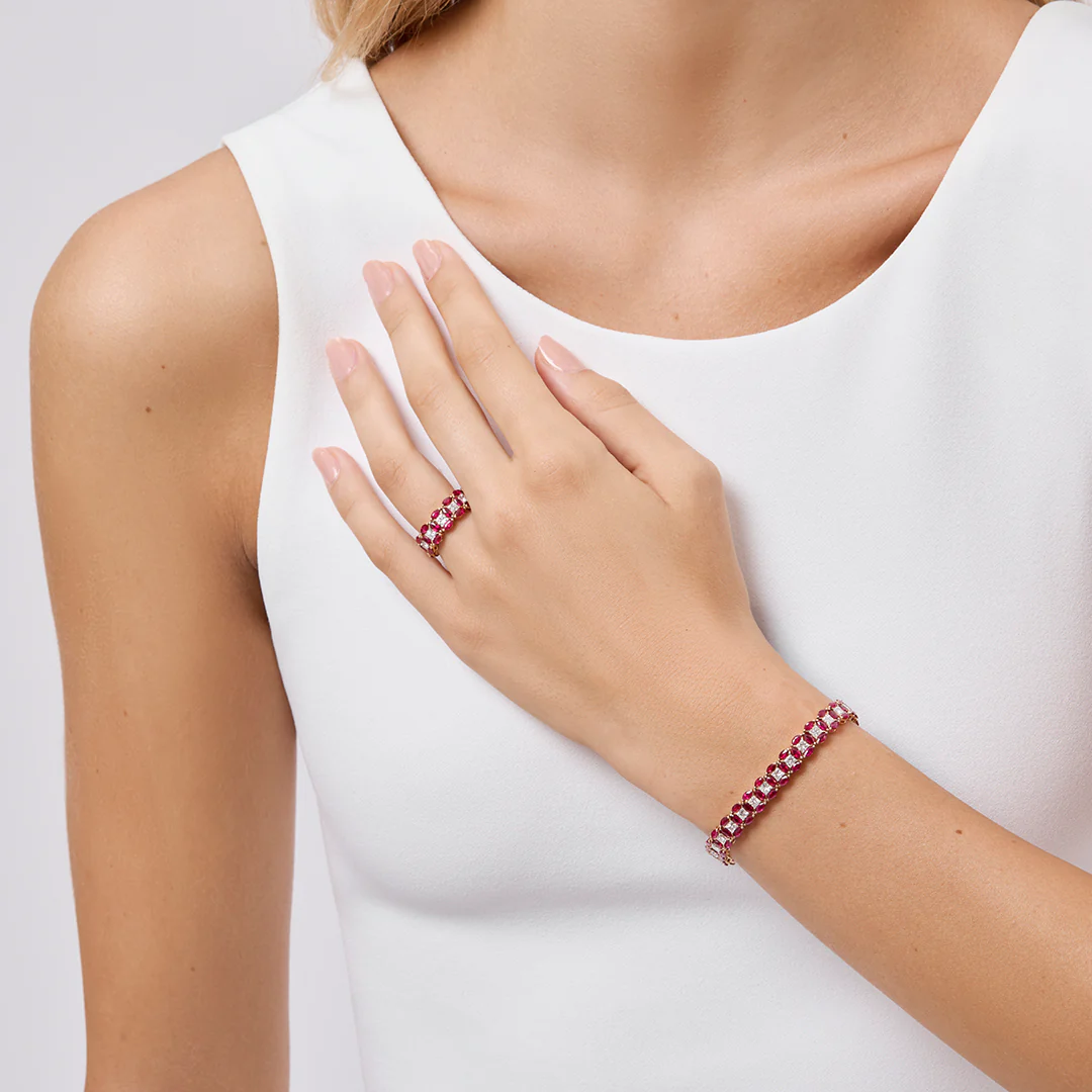 Bracciale Diade in oro rosa con diamanti e rubini - Image 6