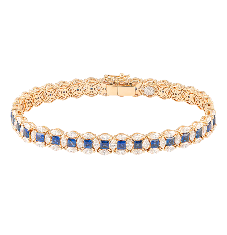 Bracciale Diade in oro rosa con diamanti e zaffiri