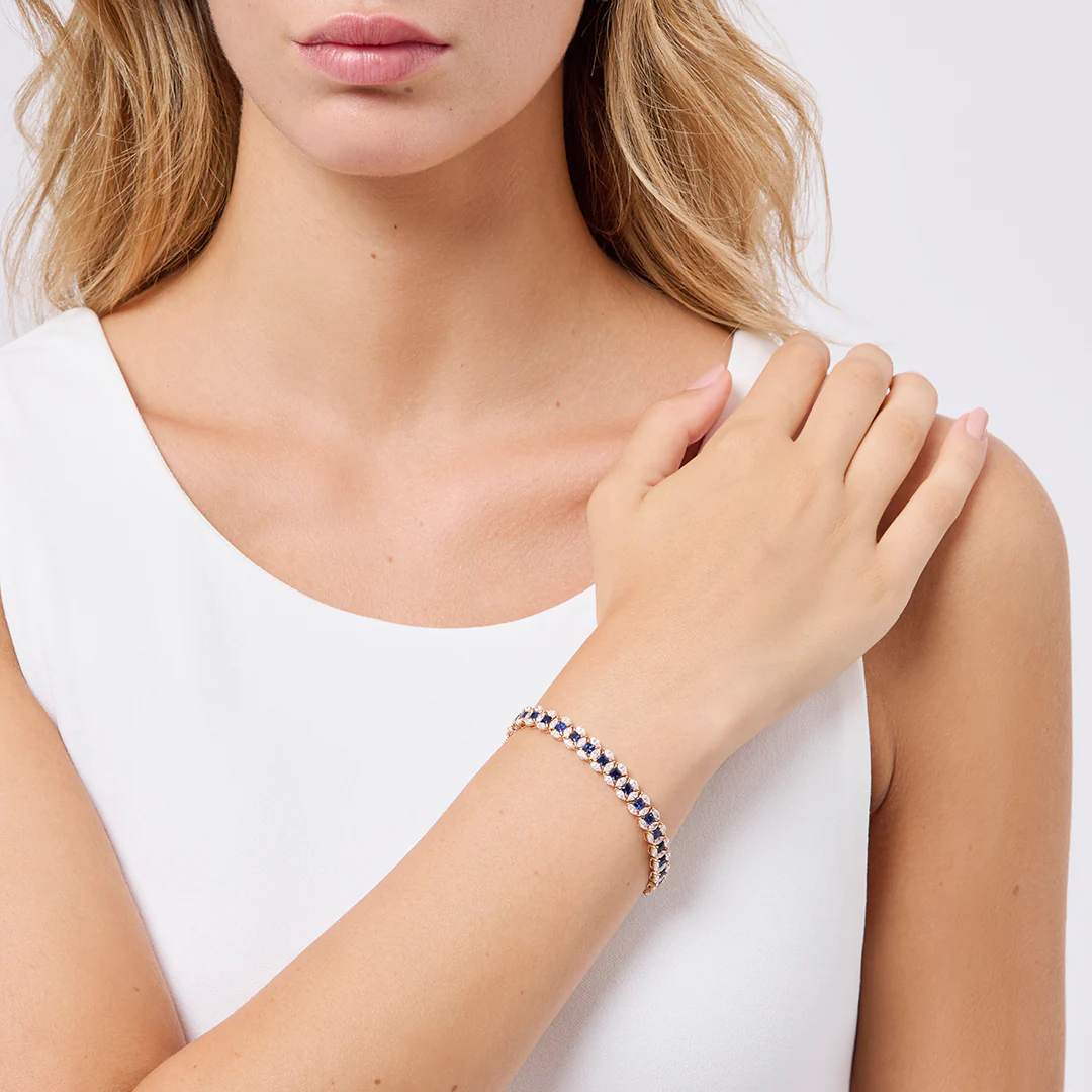 Bracciale Diade in oro rosa con diamanti e zaffiri - Image 3