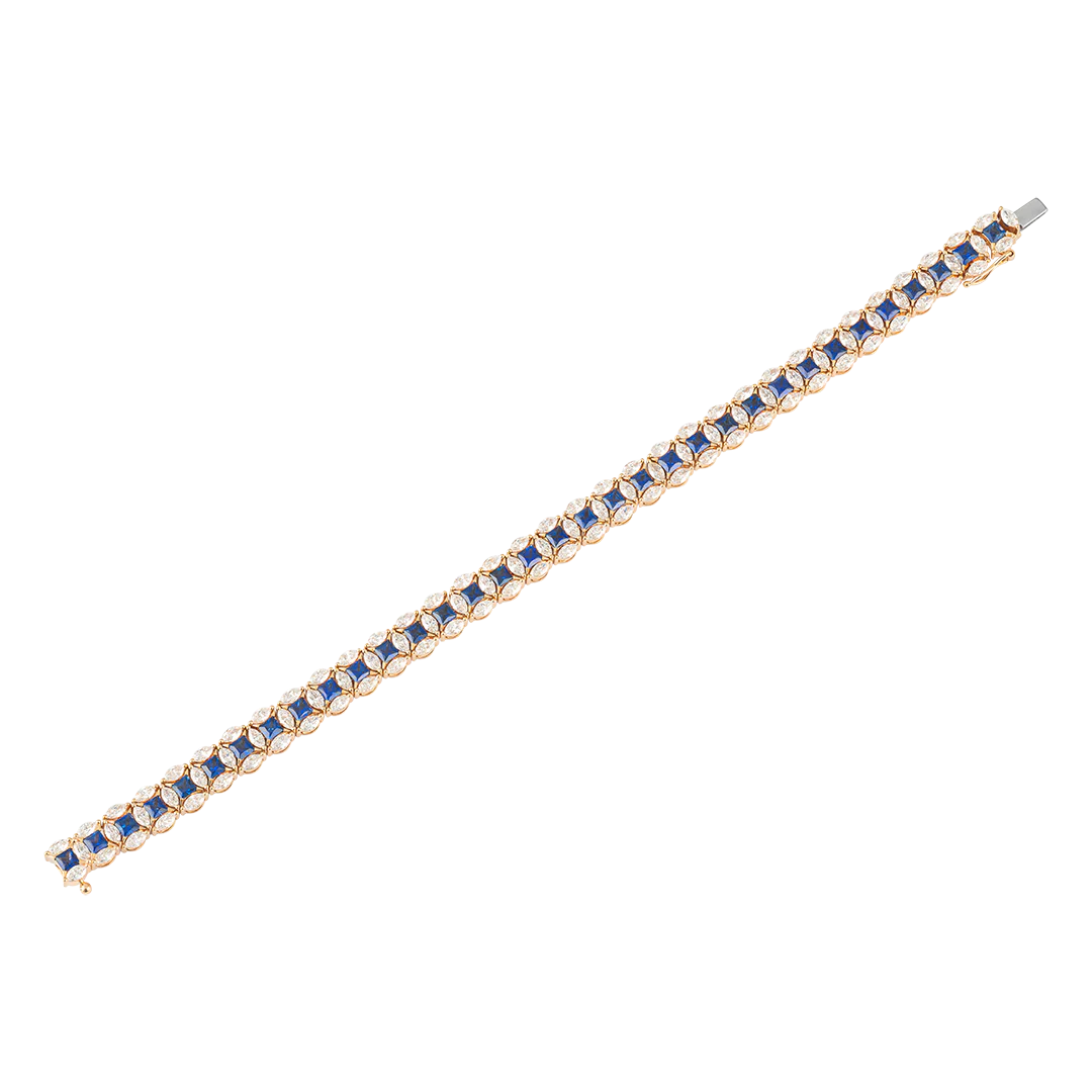 Bracciale Diade in oro rosa con diamanti e zaffiri - Image 4
