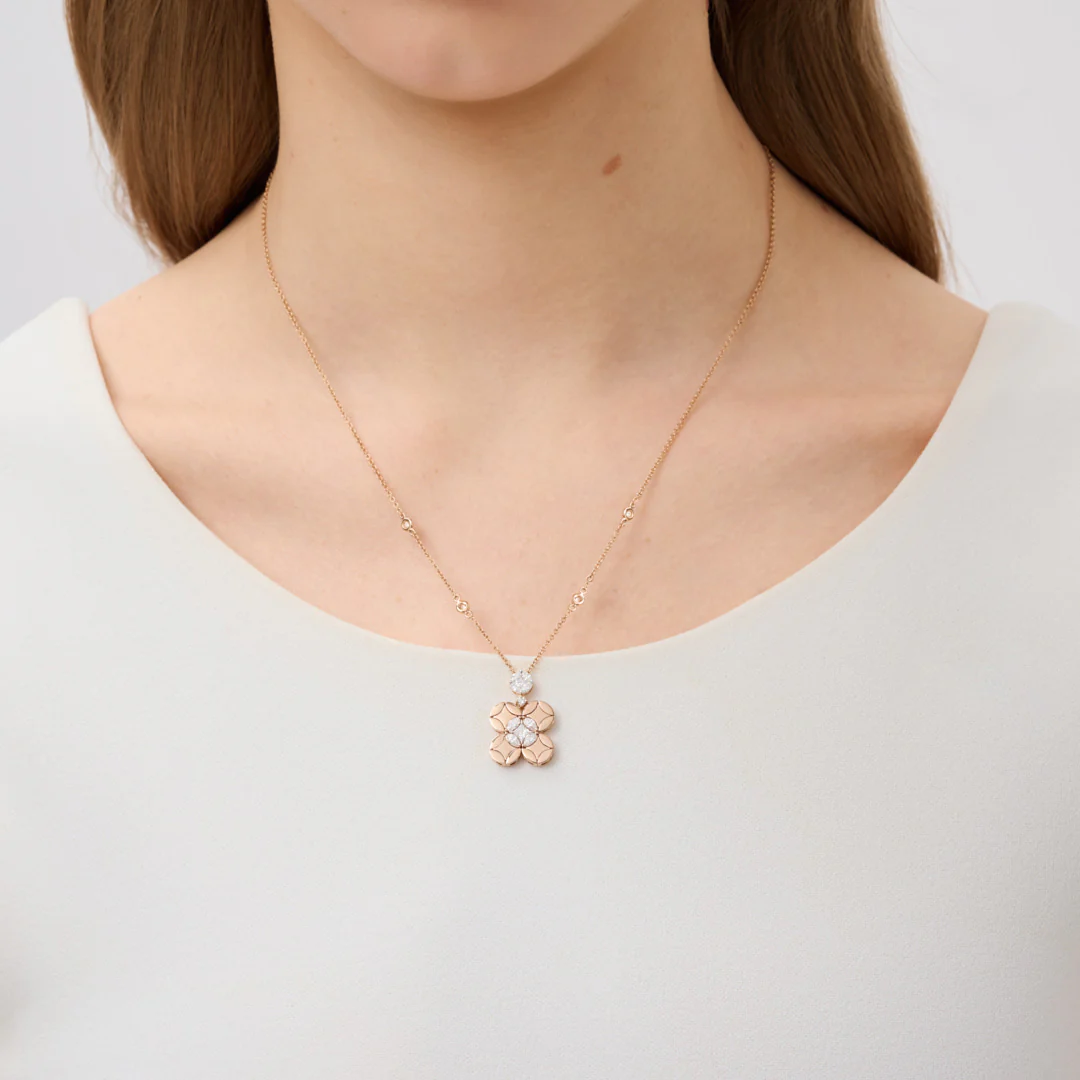 Collana con pendente Diade in oro rosa e diamanti - Image 4