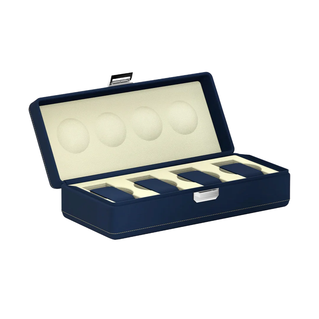 Valigetta 4 Pelle blu notte/crema