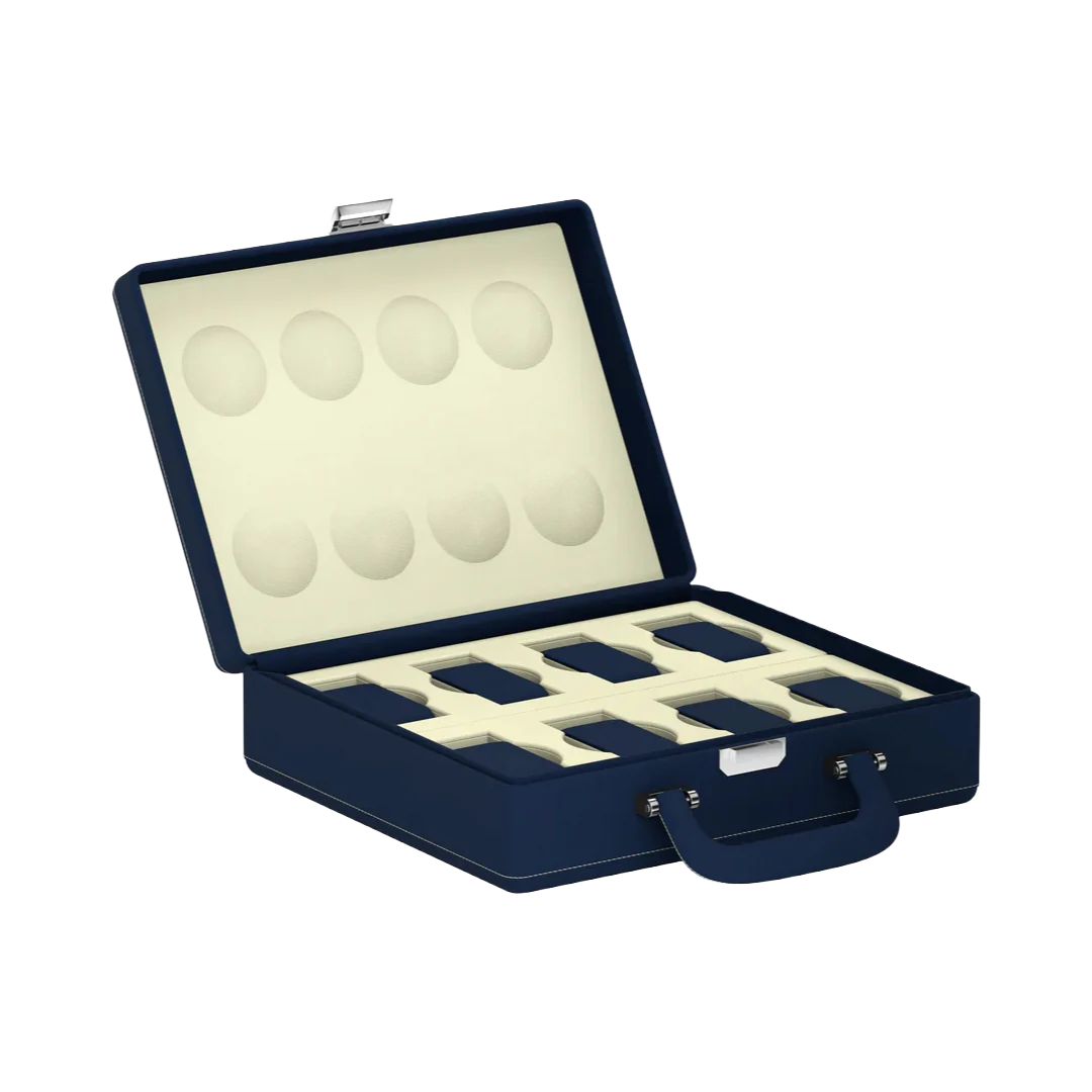 Valigetta 8 Pelle blu notte/crema